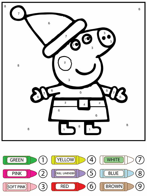 Peppa Pig de Navidad para Colorear por Números Página para Colorear