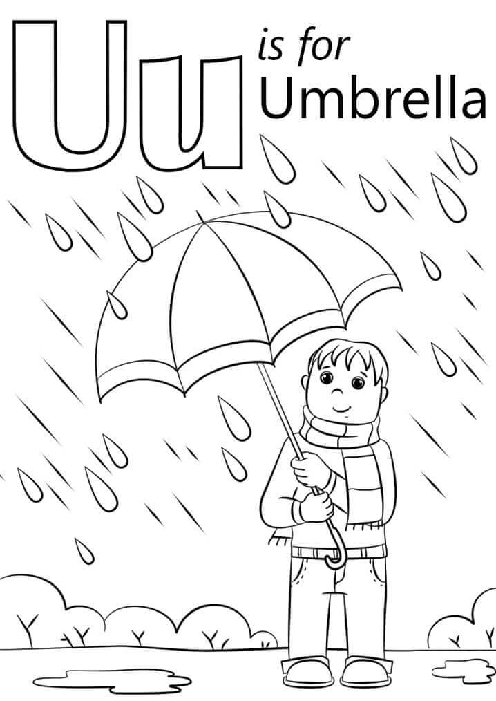 Personas Con Paraguas Letra U