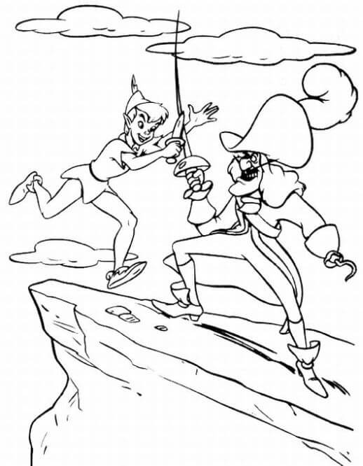 Peter Pan y Hook peleando