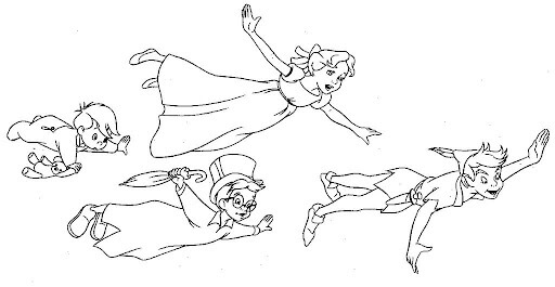 Peter Pan y amigo volando