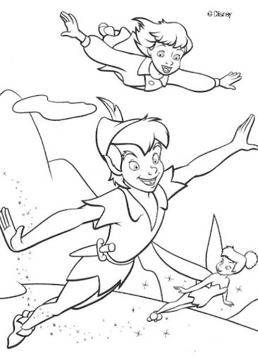 Peter pan, Wendy y Tinkerbell volando