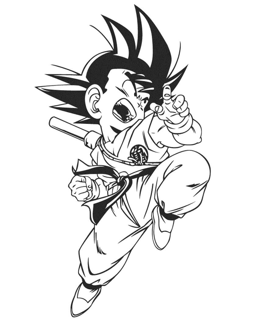 Poderoso Ataque de Niño Goku para colorear, imprimir e dibujar  –