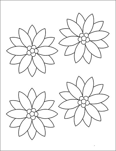 Poinsettia de Cuatro Flores para colorear, imprimir e dibujar  –