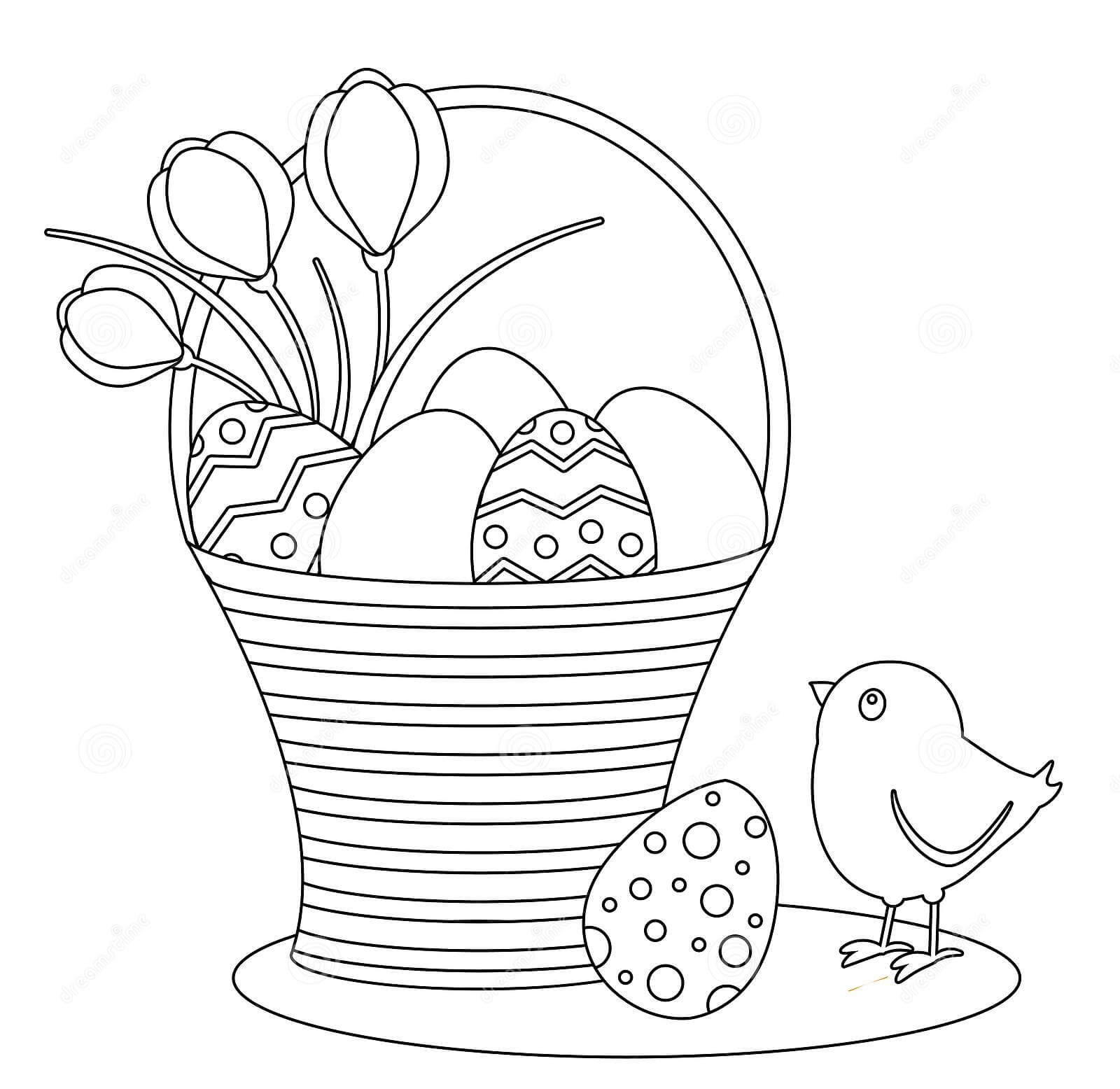Pollitos y Canasta de Huevos de Pascua