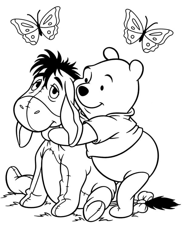 Pooh con Eeyore y Mariposa