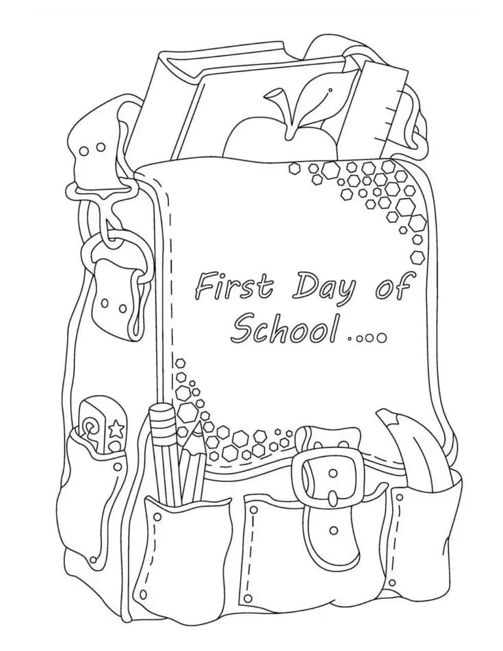 Primer Día de Escuela para Imprimir Página para Colorear