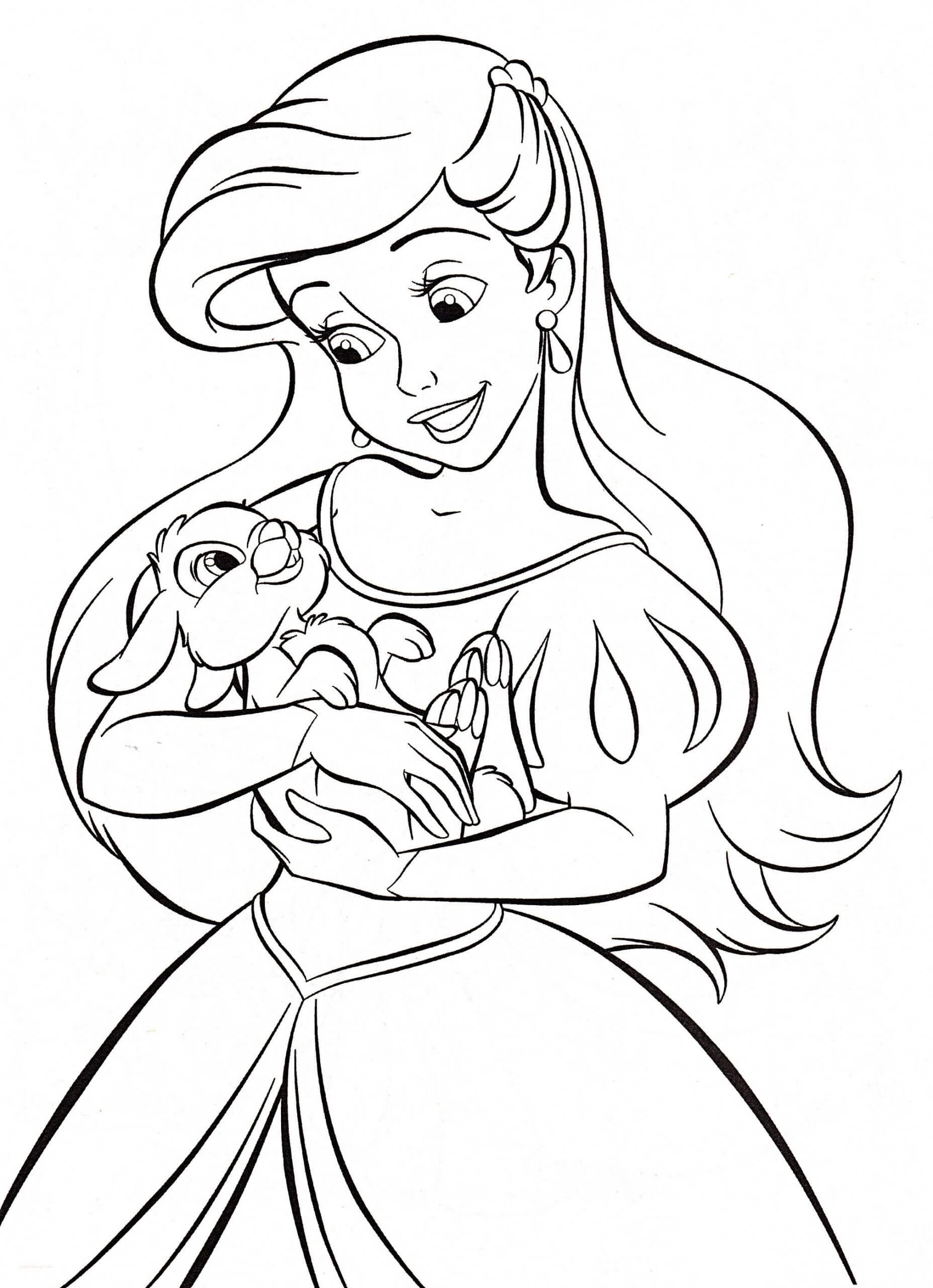 Princesa Ariel de Disney con Conejito