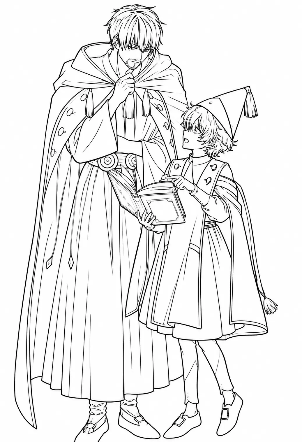 Qifrey Y Olruggio De Witch Hat Atelier Leyendo Un Libro De Magia Página Para Colorear