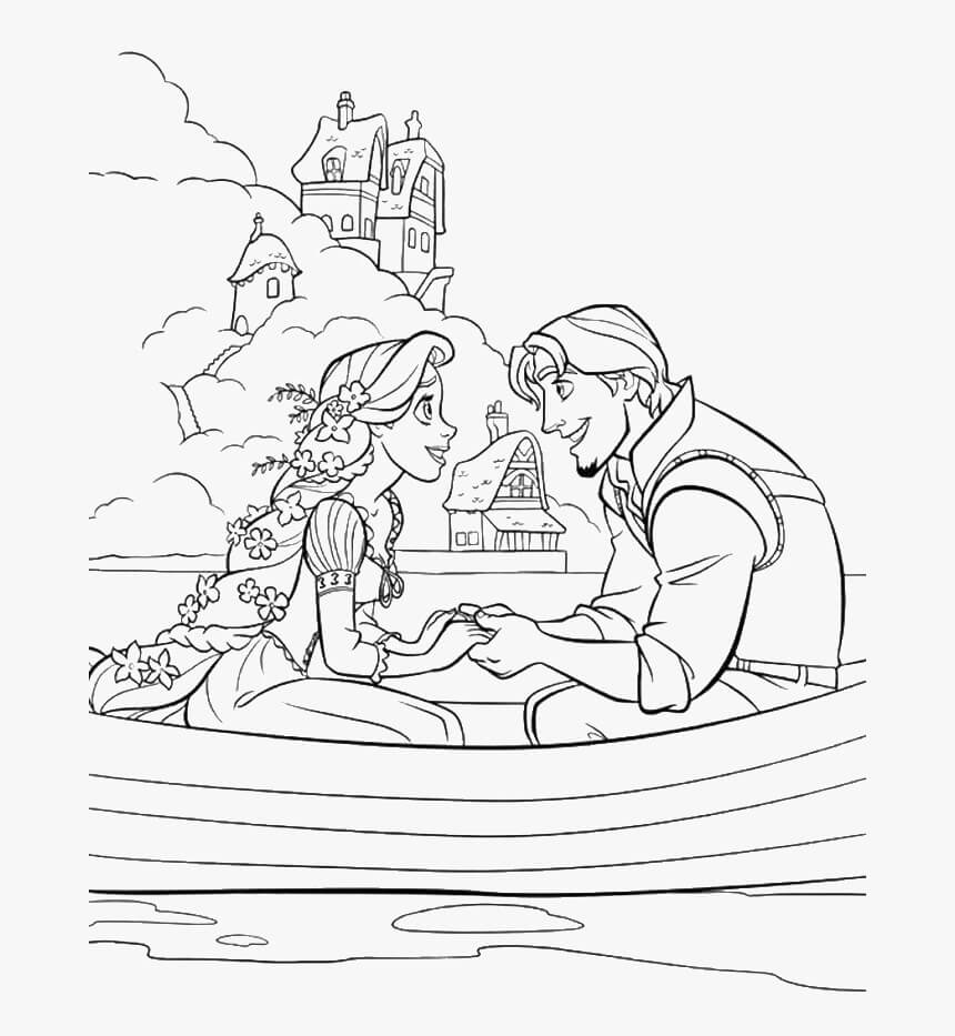Rapunzel y Flynn se Sientan en el Bote