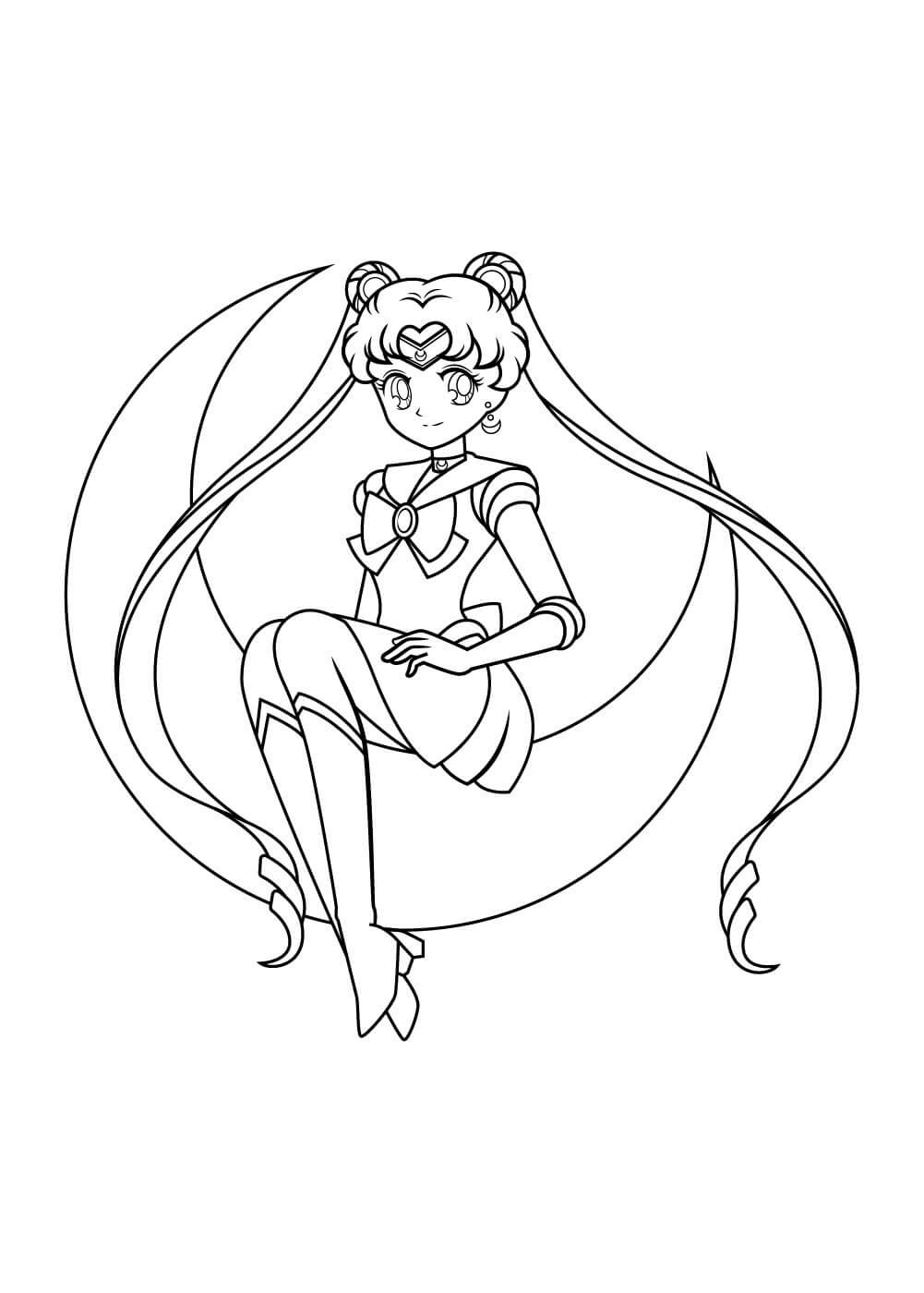 Sailor Moon sentada en la Luna
