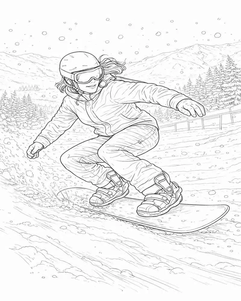 Snowboarder Carvando Por Las Pistas Nevadas