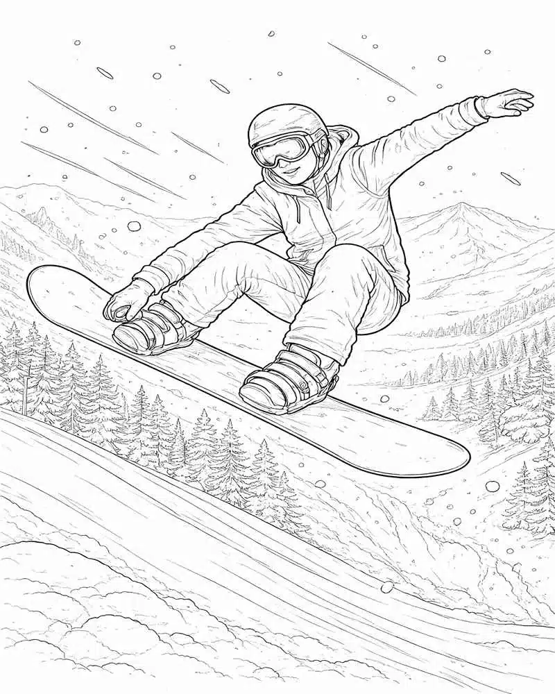 Snowboarder En Acción Sobre Picos Nevados