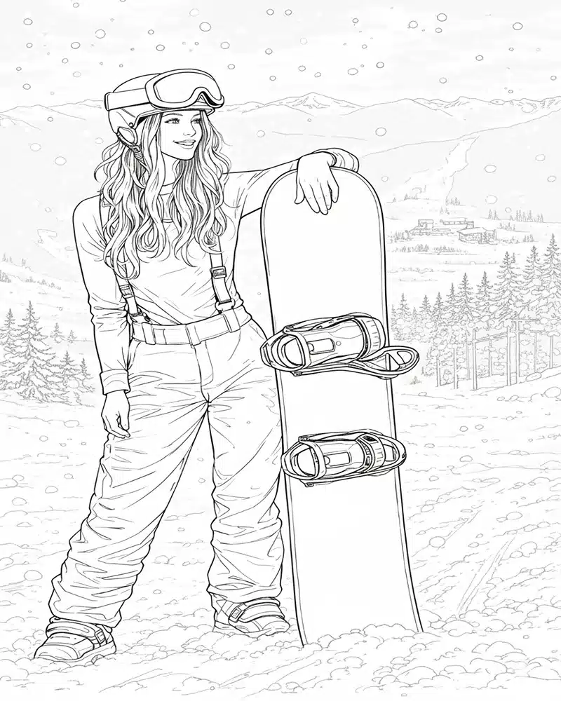 Snowboard Páginas para Colorear