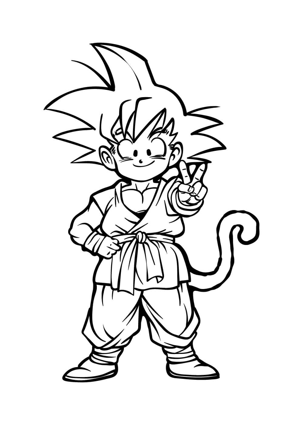 Sonriendo Pequeño Goku para colorear, imprimir e dibujar –