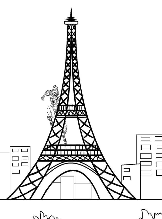 Spiderman Escalando en la Torre Eiffel