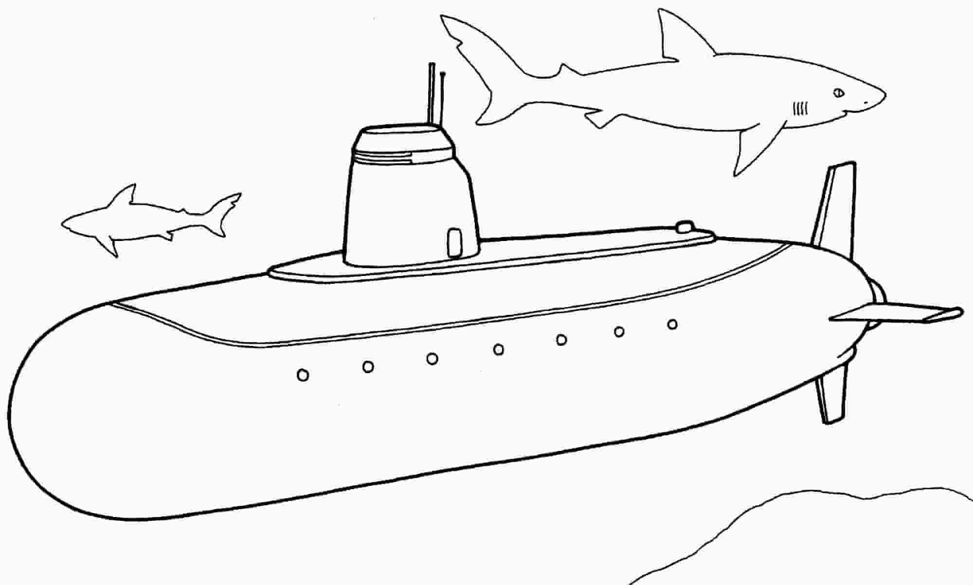 Submarino y dos Tiburones