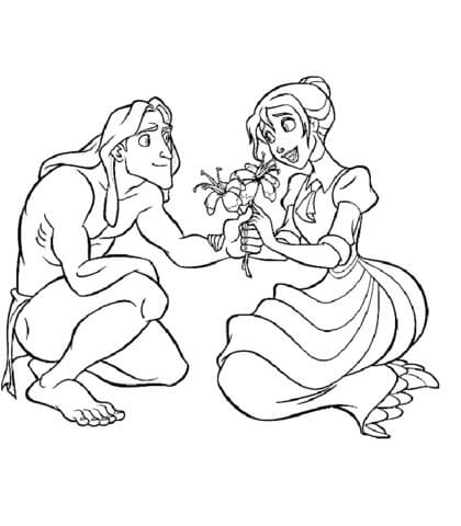 Tarzán y Jane Sosteniendo una Flor