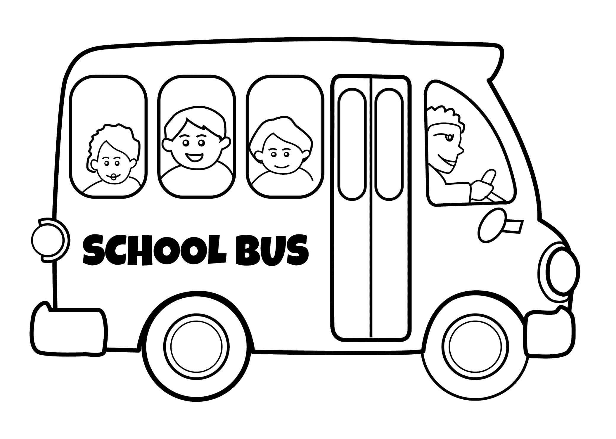 Tres Niños en Autobús Escolar