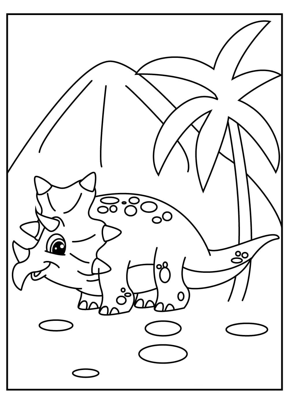 Triceratop con Montaña y Árbol