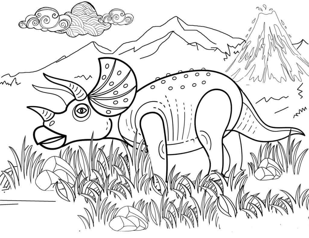 Triceratop sobre Hierba
