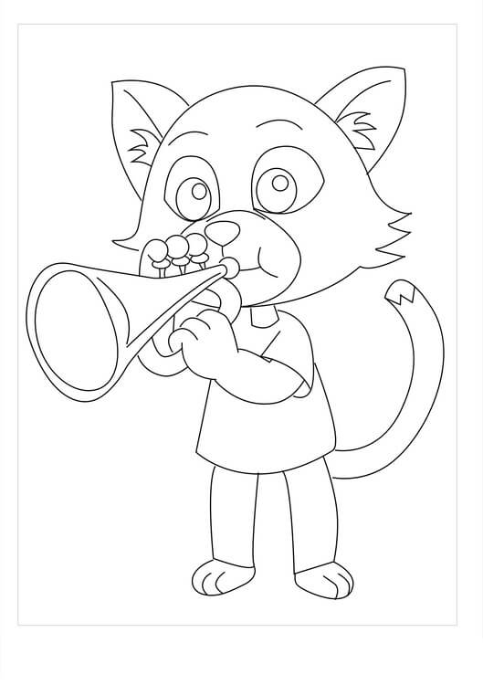 Trompeta que Sopla Gato de Dibujos Animados