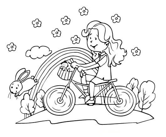 Una linda chica Montando Bicicleta