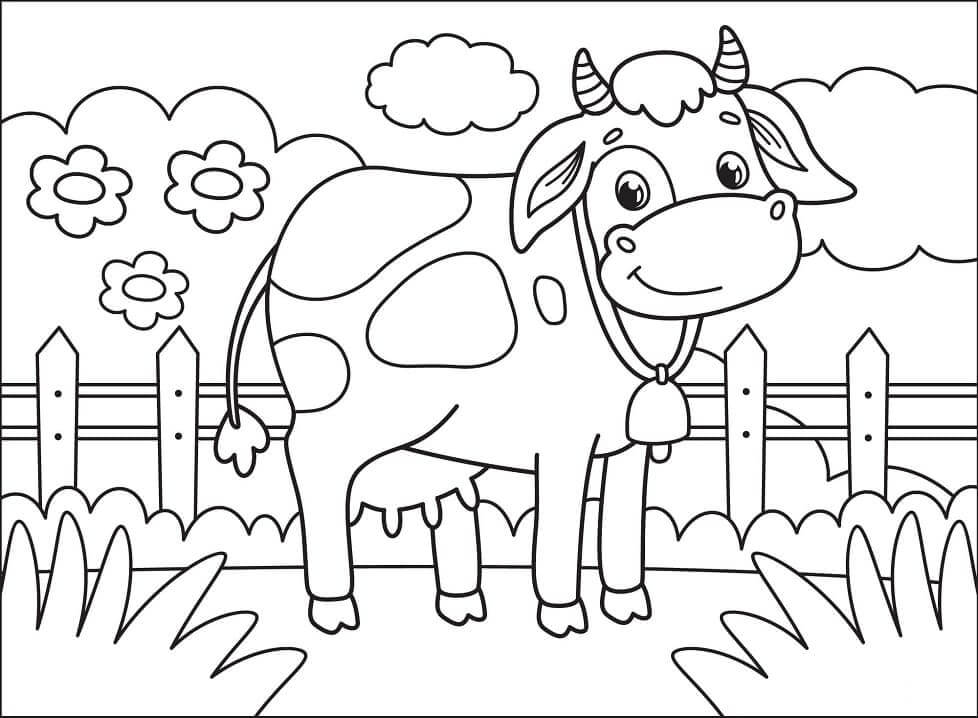  Vaca Feliz para colorear, imprimir e dibujar –ColoringOnly.Com