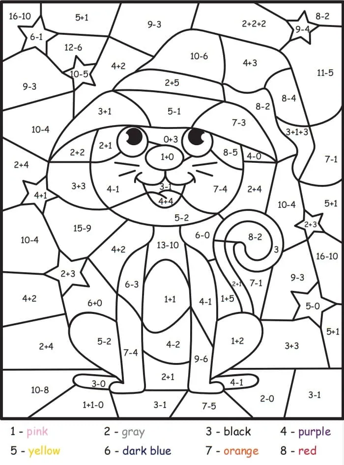 Gato Bruja Color Por Números