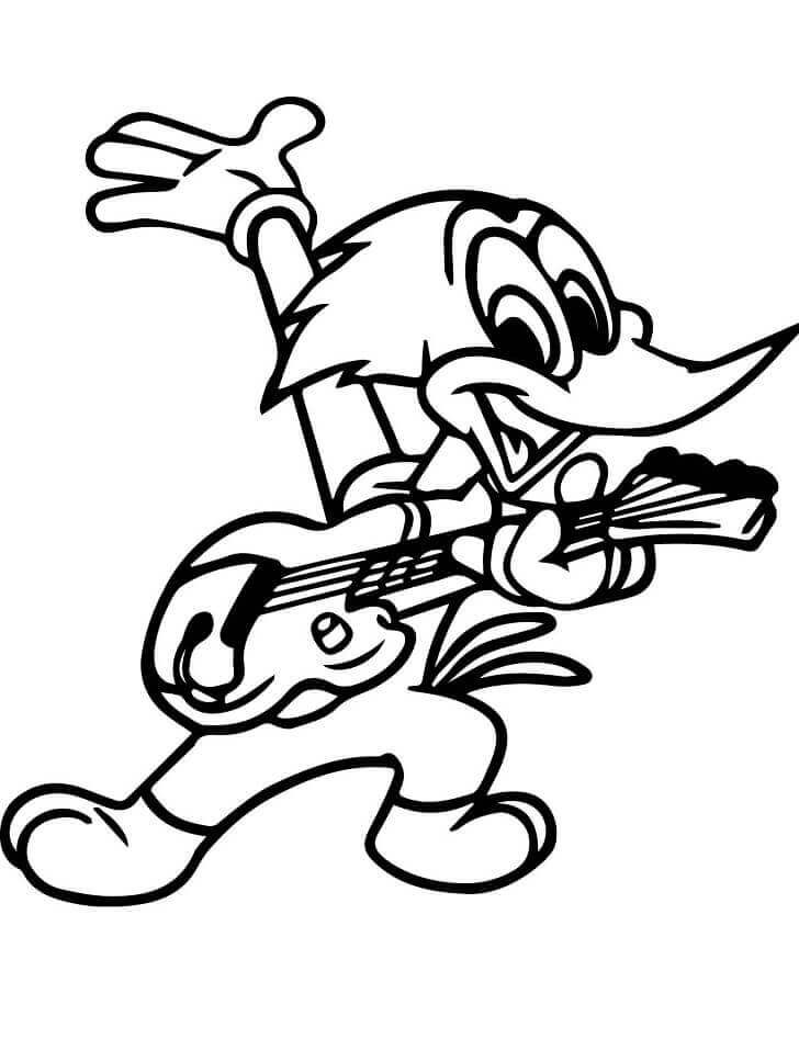 Woody Woodpecker Tocando la Guitarra