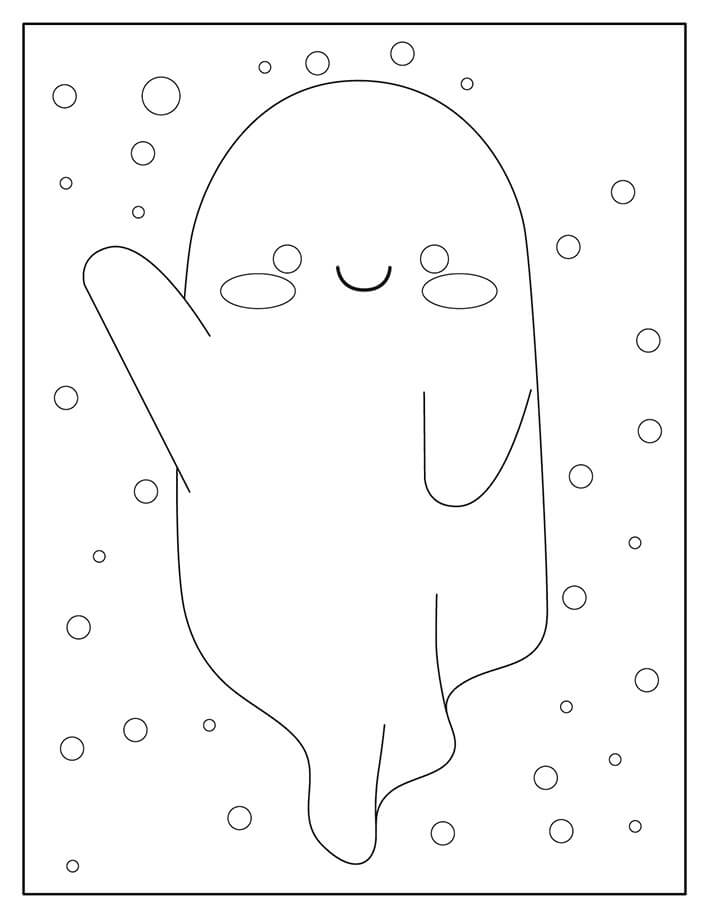 Adorable Fantasma para colorear, imprimir e dibujar –ColoringOnly.Com