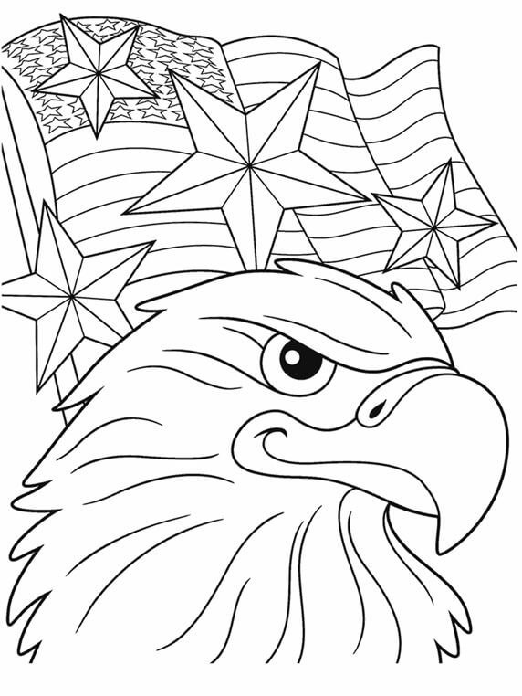 Águila con Bandera para colorear, imprimir e dibujar –