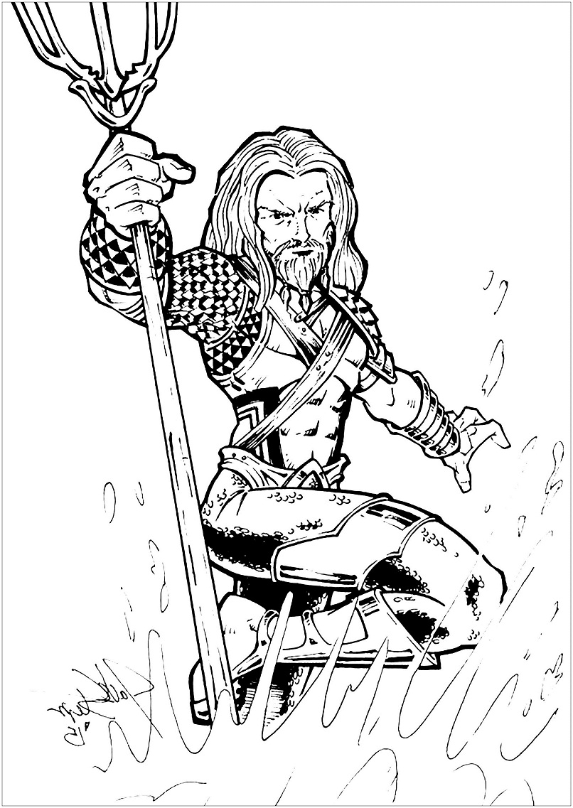 Aquaman Sosteniendo Perro Para Colorear Imprimir E Dibujar Coloringonly Com