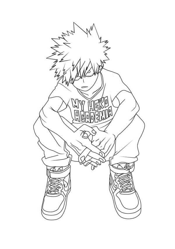 Bakugo Sentado Para Colorear Imprimir E Dibujar Coloringonly Com