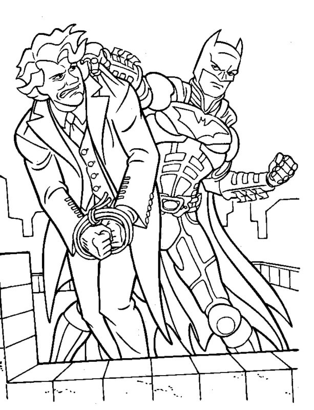Batman Atrapa al Guasón para colorear, imprimir e dibujar –