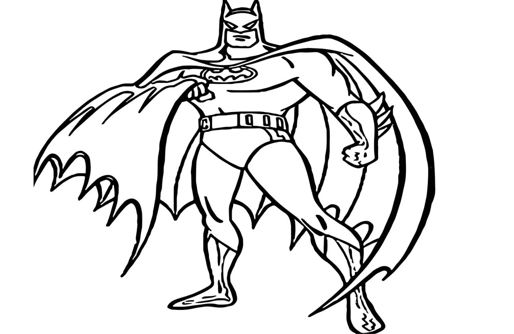 Batman sosteniendo su Capa para colorear, imprimir e dibujar  –