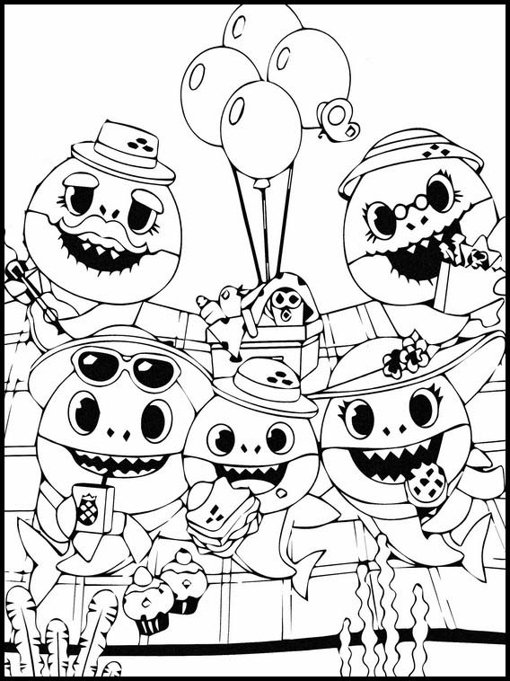 Bebé Tiburón Familia Feliz para colorear imprimir e dibujar ColoringOnly Com