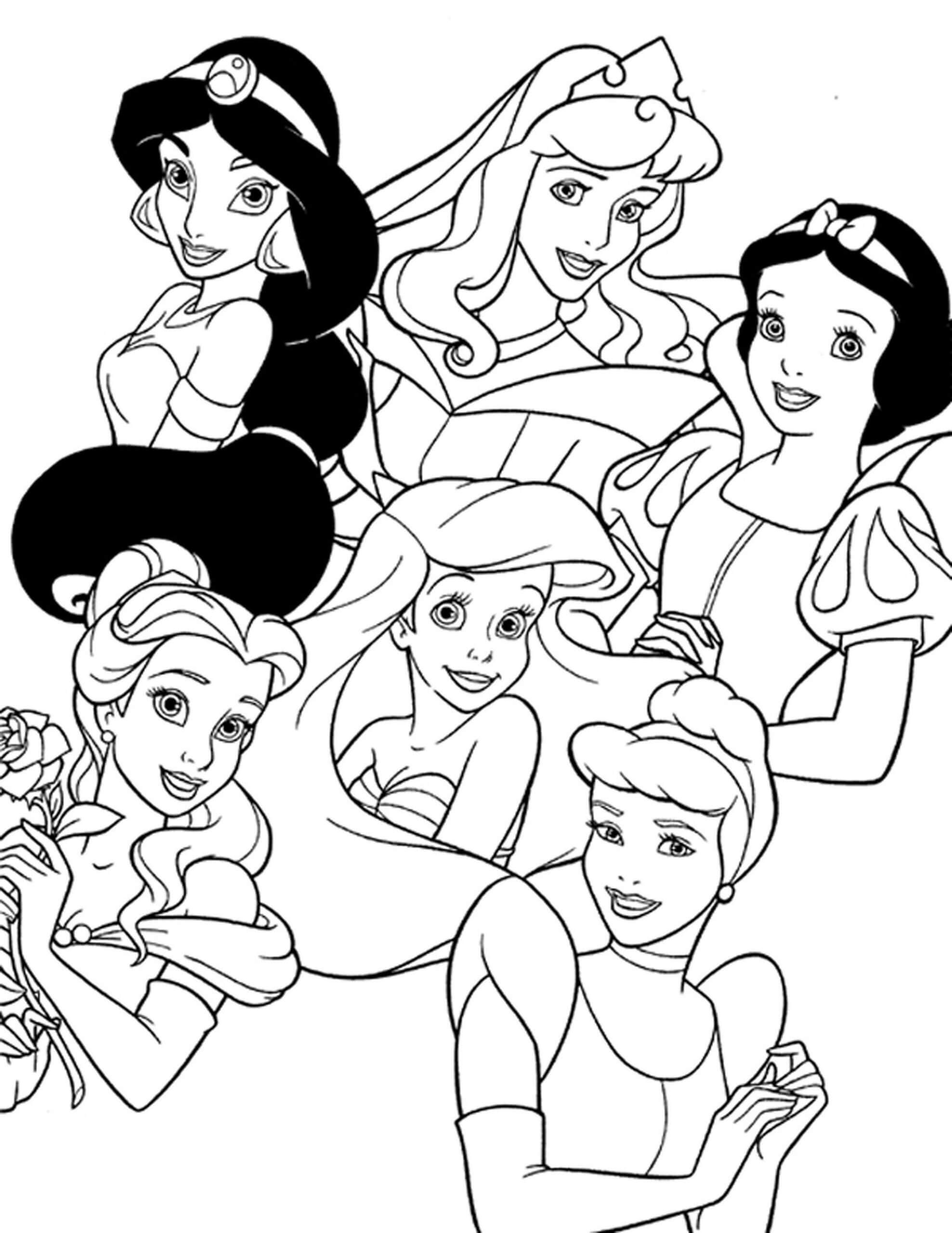 Blancanieves Y Las Cinco Princesas Para Colorear Imprimir E Dibujar 