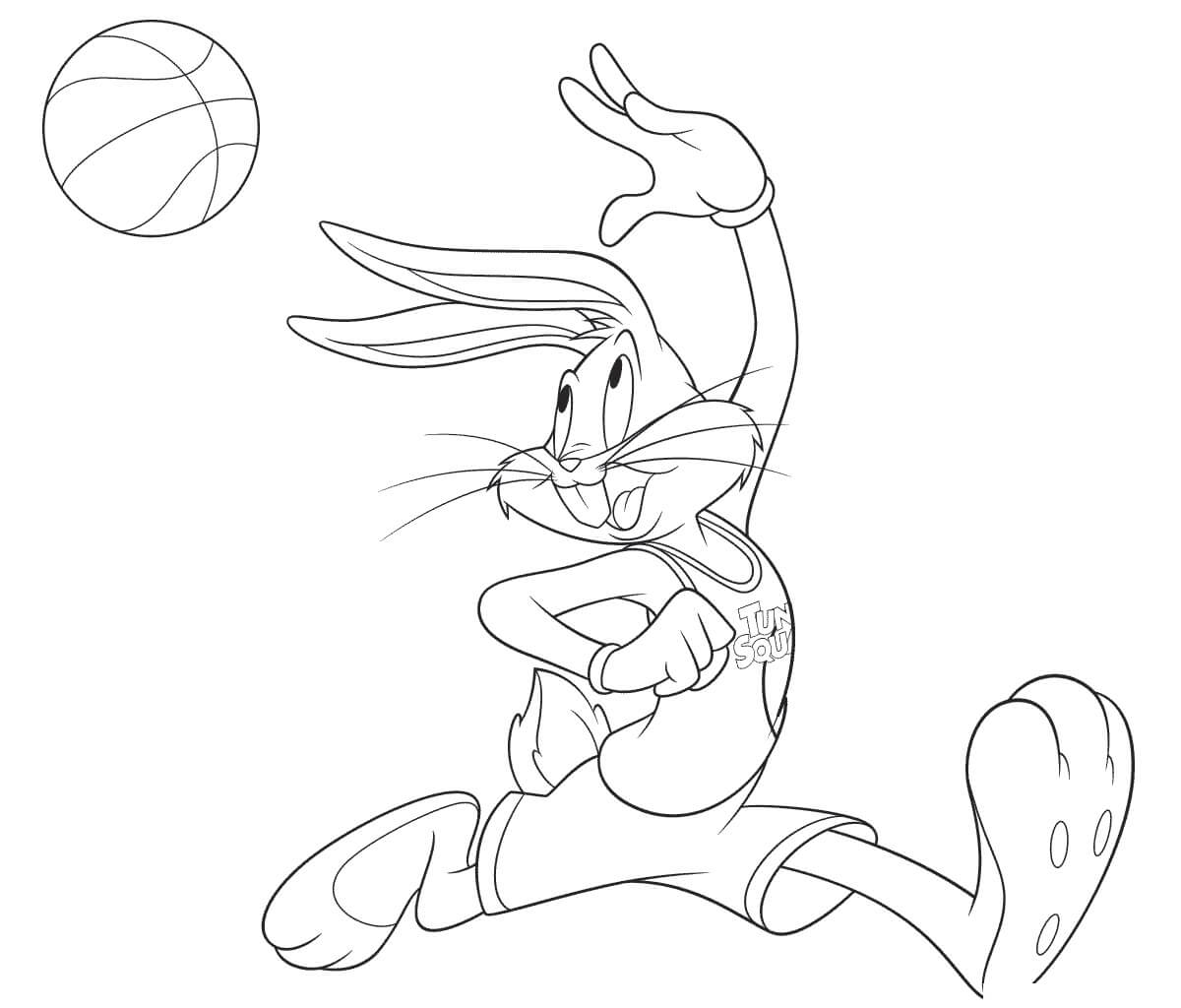 Bugs Bunny Jugando Baloncesto para colorear, imprimir e dibujar  –