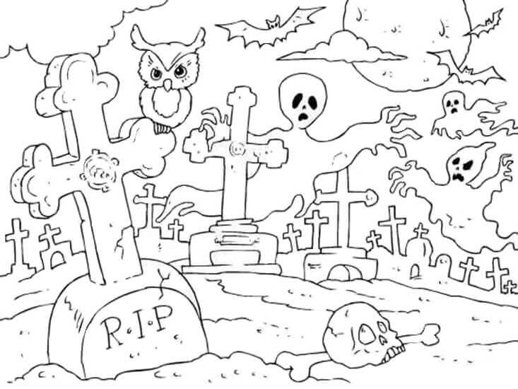 Dibujos de Cementerio para colorear e imprimir