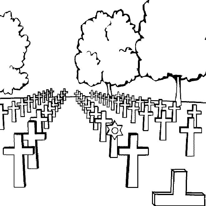  Cementerio Muchas Lápidas para colorear, imprimir e dibujar –ColoringOnly.Com