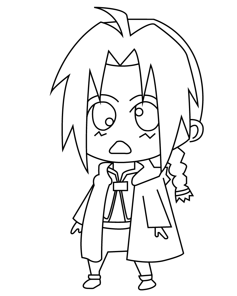 Chibi Edward Elric Página para Colorear