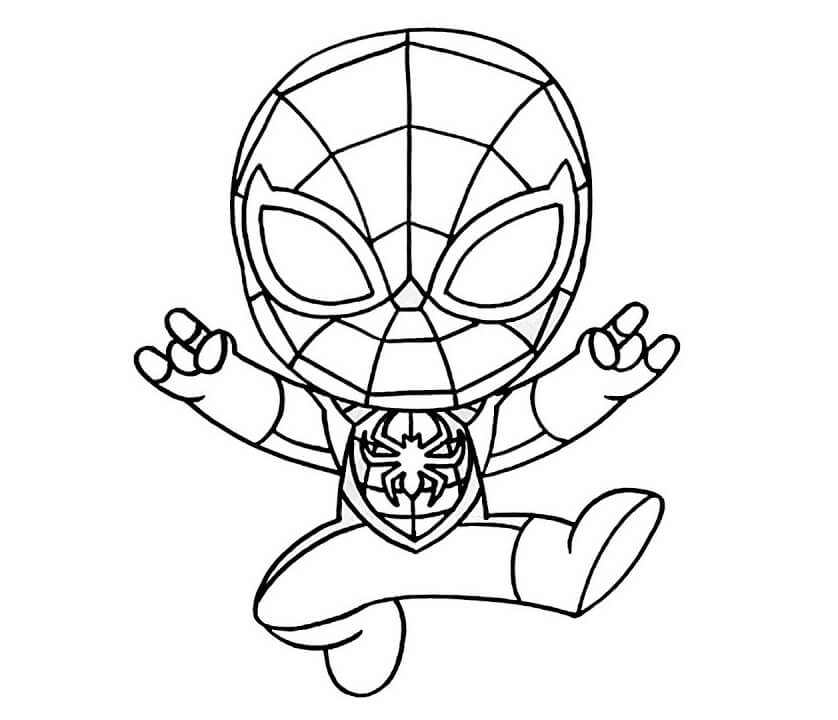  Chibi Hombre Araña Saltando para colorear, imprimir e dibujar –ColoringOnly.Com