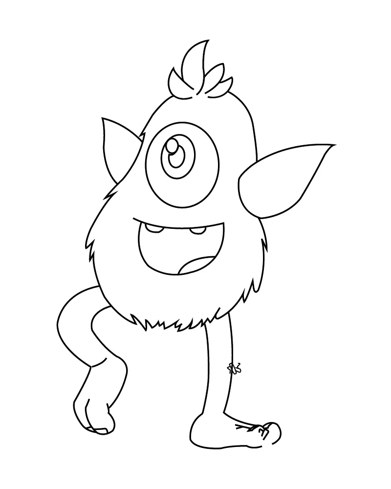 Monstruo Violeta Cíclope Feliz