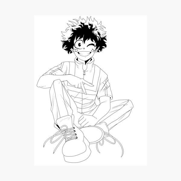 Deku Sentado Para Colorear Imprimir E Dibujar Coloringonly Com