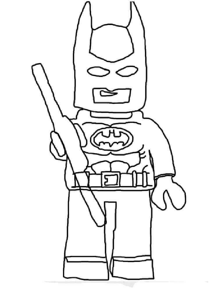 Dibujar a Batman sosteniendo un Palo para colorear, imprimir e dibujar  –