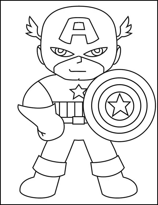 vaso milicia Jajaja Dibujo Capitán América Sonriendo para colorear, imprimir e dibujar  –ColoringOnly.Com