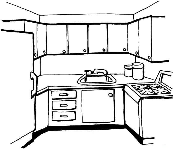 Visión general Intestinos erección Dibujo Cocina para colorear, imprimir e dibujar –ColoringOnly.Com