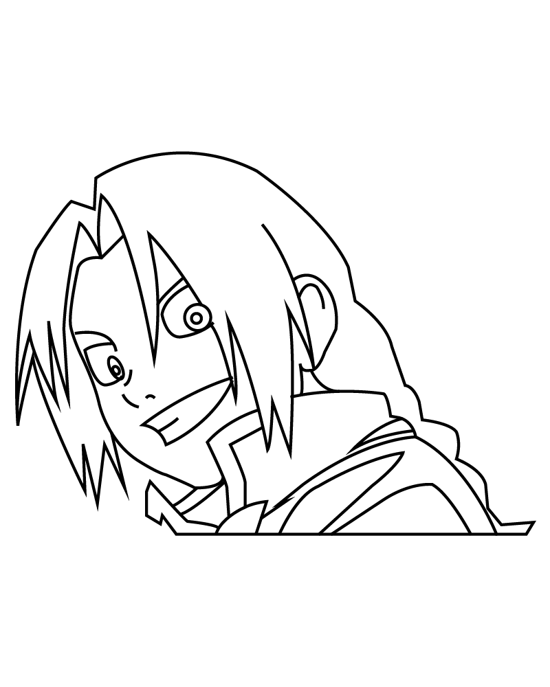 Edward Elric Riéndose Página para Colorear