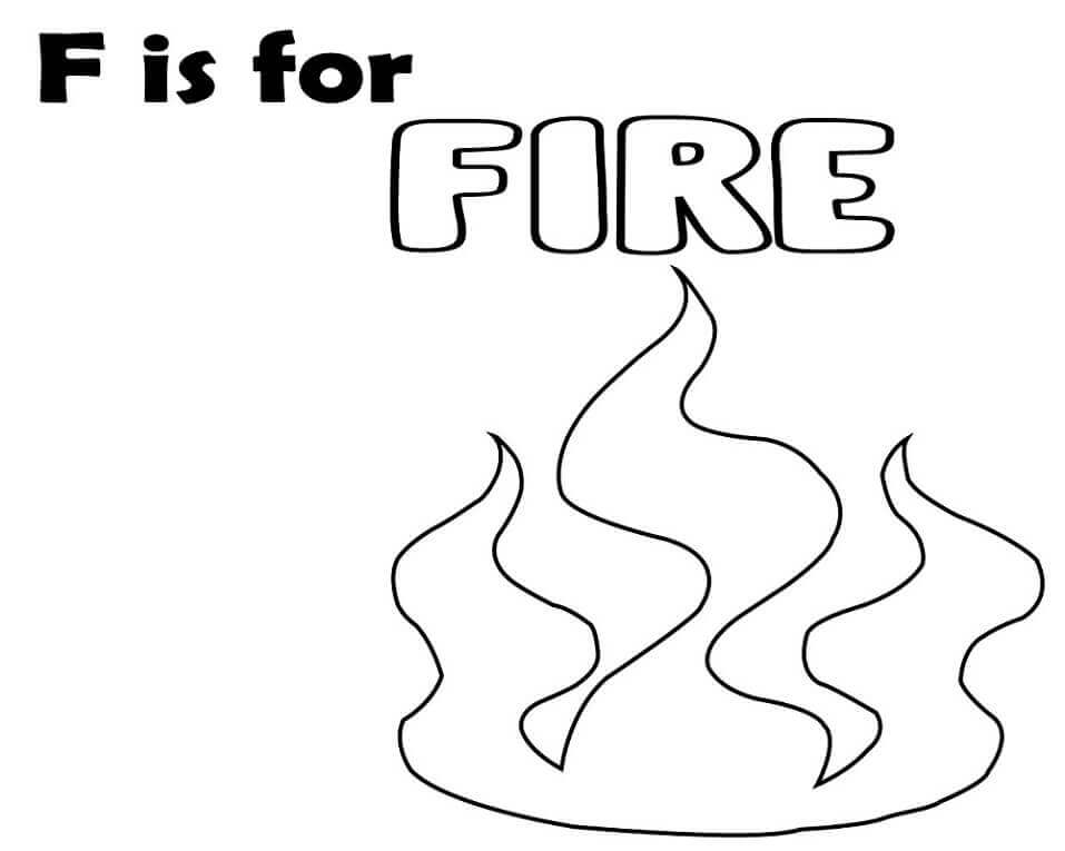  Fuego, Letra F para colorear, imprimir e dibujar –ColoringOnly.Com