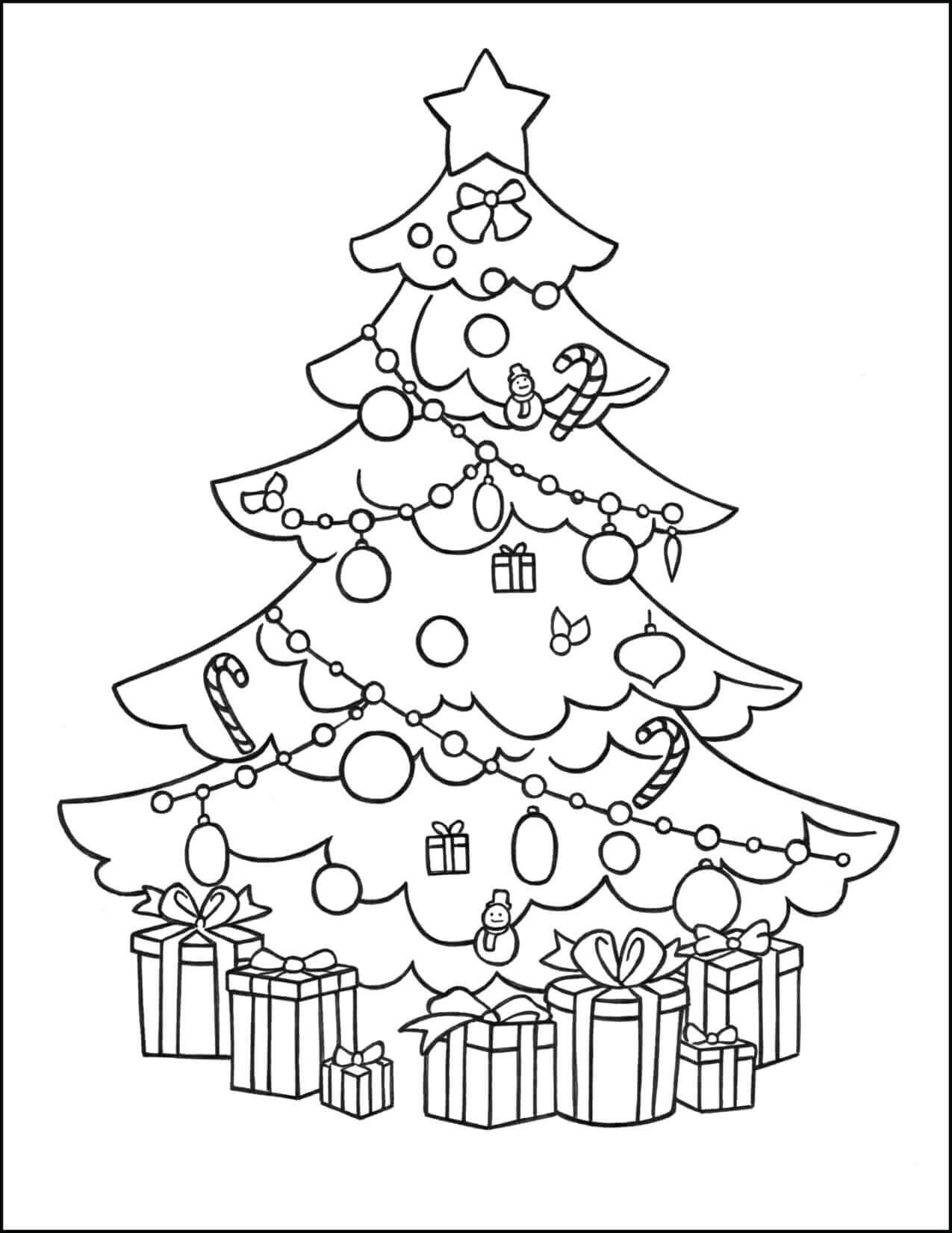 Gran árbol de Navidad para colorear, imprimir e dibujar –ColoringOnly.Com